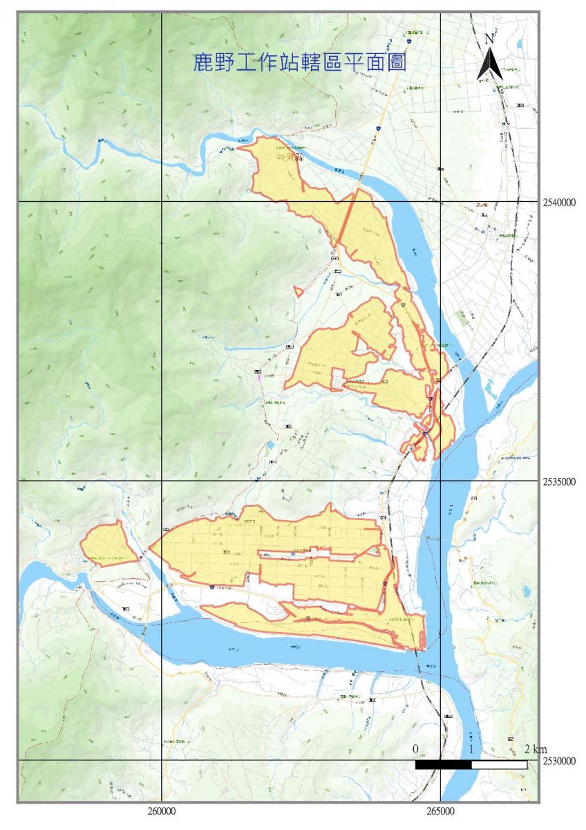 鹿野工作站轄區平面圖